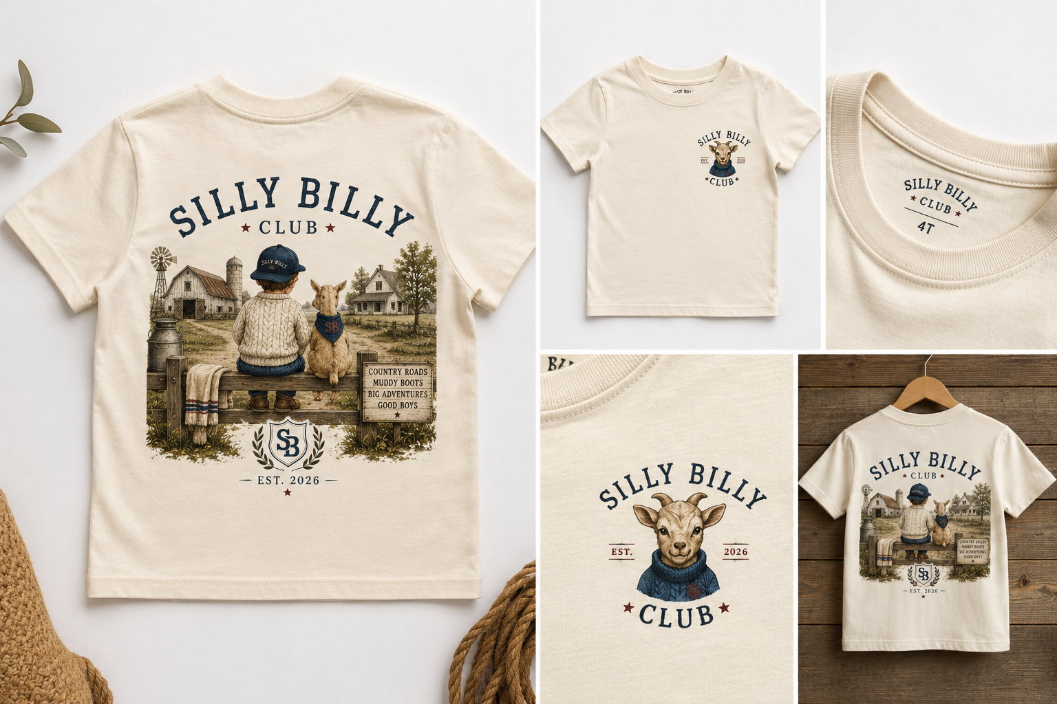 Silly Billy Club Toddler Tee – Vintage Kids Graphic Shirt - Silly Billy Club